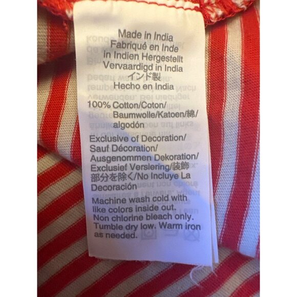 J.Crew M Red & White Striped Cotton T-Shirt With Lobster Patch Coastal Preppy - Picture 4 of 5